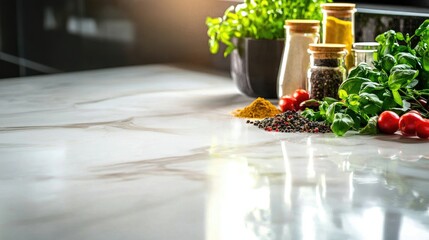 Fototapeta premium Fresh Ingredients on Bright Kitchen Countertop