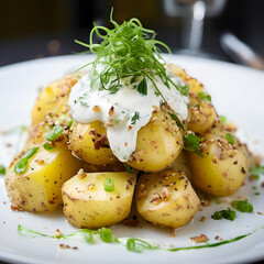 a fresh potatoes fri with souce