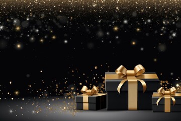 Gift christmas gold box.