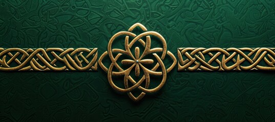 Elegant St. Patrick's Day Card with Golden Celtic Knot and Green Shamrock Design