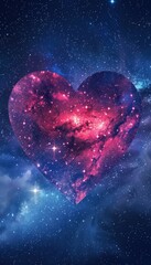 Obraz premium Valentine's Day Galaxy Heart: Cosmic Love Design for Greeting Cards and Posters