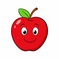A Red Apple Isolated with smiley face on white background