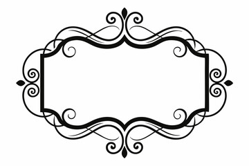 Black color Rectangular calligraphic frames set white background