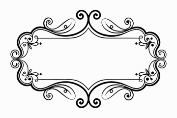 Black color Rectangular calligraphic frames set white background