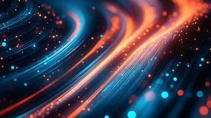 Obraz premium Glowing fiber optic strands create a cosmic, colorful, and festive night sky, perfect for holiday designs