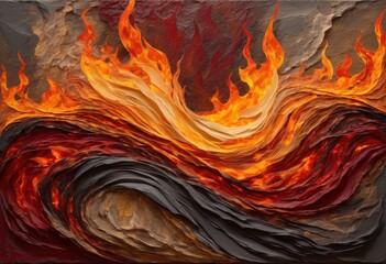 captivating display dynamic flame patterns etched richly textured surface enthralling visual experience, fire, light, glow, heat, energy, color