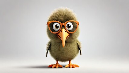 A kiwi wearing glasses