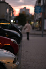 Fototapeta premium evening city light of lanterns