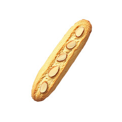 Almond Biscotti Cookie Isolated on White Background