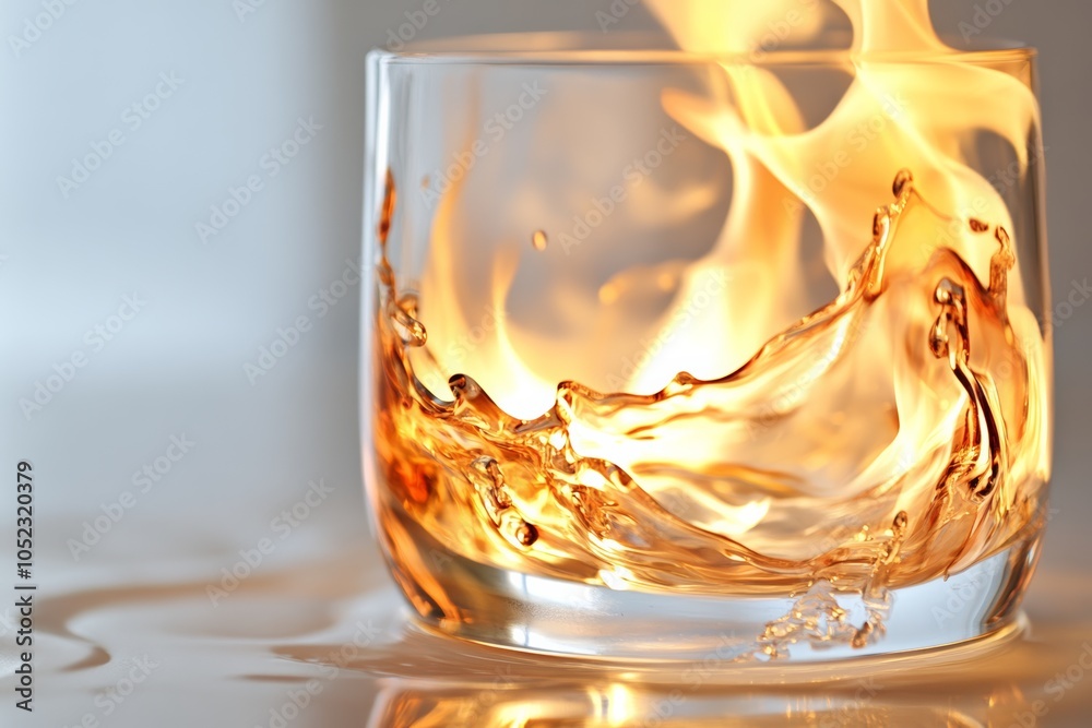 Aufkleber fire flames in glass, flames contained within a glass object, creating a unique contrast of elements