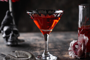 Spooky red Halloween monster cocktail