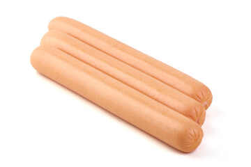 Boiled sausages, isolated on white background.