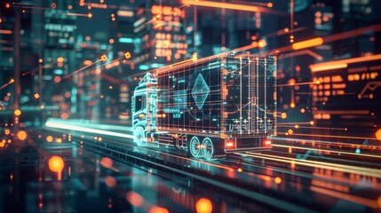 Fototapeta premium A shipping company uses 5G and AI to track and route packages ensuring an optimized and timely delivery process.