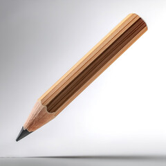 wooden pencil floating or flying isolated white background