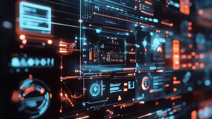 Obraz premium Futuristic Data Interface with Digital Elements