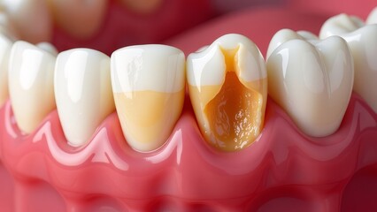 A close up of a mouth with a missing tooth