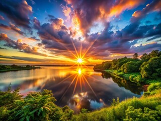 Obraz premium Colorful Explosion and Star Burst Landscape Photography for Stunning Natural Scenes