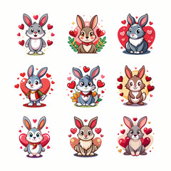 Fototapeta premium Brighten up your Valentine's Day projects with this Rabbi vector bundle! Includes cute clipart and illustrations, perfect for decorations and cards.