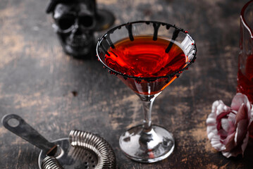 Spooky red Halloween monster cocktail
