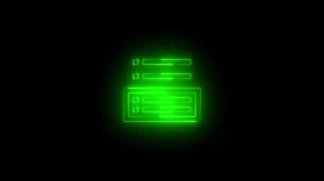Neon qua rent inedIt ems icon glowing black background animation