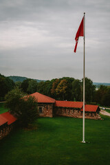 flag on the top of a hill