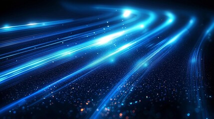 Naklejka premium Exploring Dynamic Light Trails in a Stunning Blue Background