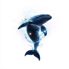 Graceful Cartoon Whale Spinning in Water