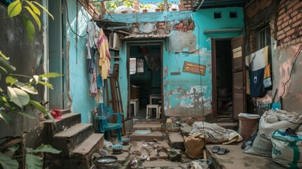Obraz premium Family Forced Eviction from Home Amid Chaos