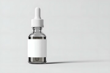 Clear serum ampoule with plastic cap, blank white label for personalization