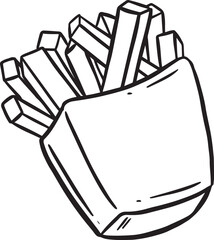 Cartoon Comic Fast Food Fries Chips in Container Illustration Clipart