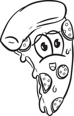 Cartoon Pizza Character Cheese and Pepperoni Slice Illustration