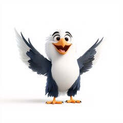 Fototapeta premium Cute Cartoon Eagle with Big Smile and Spread Wings