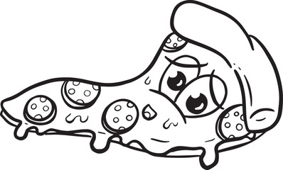 Cartoon Pizza Character Cheese and Pepperoni Slice Illustration