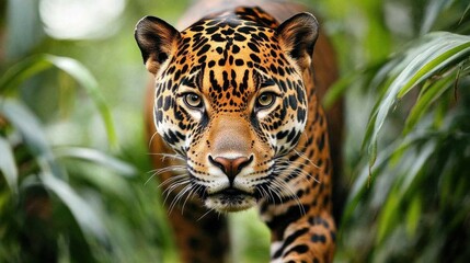 Obraz premium Jagua prowls through the Amazon undergrowth