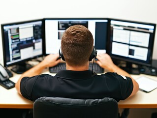 Call Center Agent Using Multiple Computer Screens