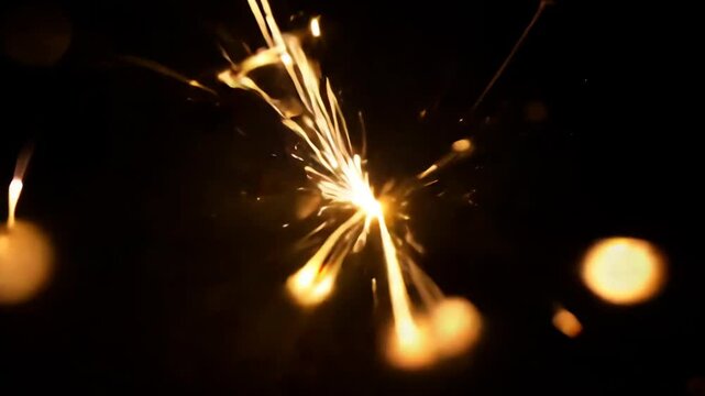 Dynamic radiant spark flutter on black background