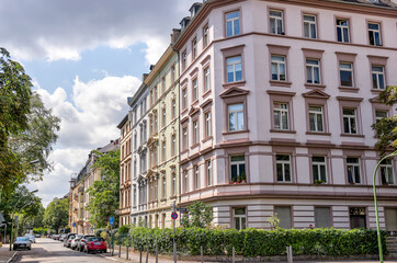 Fototapeta premium Frankfurt, Germany - July 29, 2024: Classic architecture of buildings in Frankfurt 