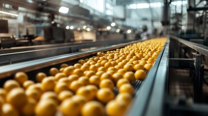 Fototapeta premium Food processing line with conveyor belt 