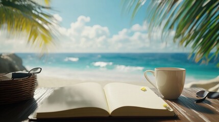 Inspirational motivating quote on notebook and travel objects