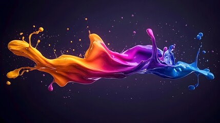 Vibrant Colorful Paint Splashes Exploding with Abstract Dynamic Movement and Expression