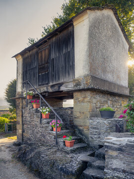 Galician Horreo. Typical Northern Spain Warehouse. It is often used to store corn , potatoes and cereal. Horreos save the food from the humidity and the attack of the mice.