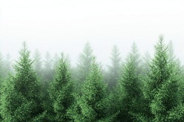 Fototapeta premium Misty Evergreen Forest Landscape in Serene Environment