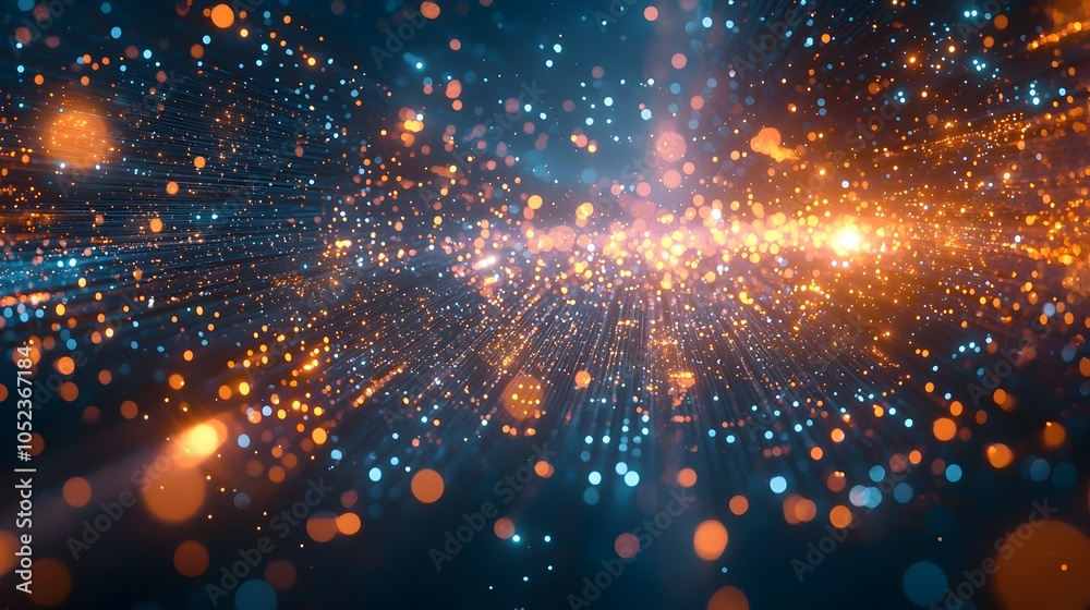 Poster quantum cloud data storage representing qubits as glowing particles in virtual space for instant acc