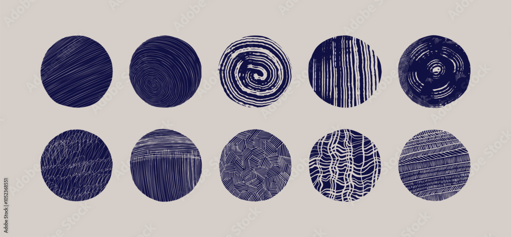 Poster circle pattern. line art paint sketch style collection, ink brush rough space, shape and dots. old b