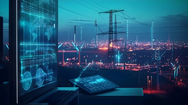 Smart Grid Command Center Monitoring Energy Usage Across an Entire Region with Renewable and Grid Storage