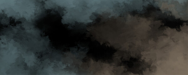 Light blue and brown smoke on black watercolor background for your design, watercolor background victor concept. pattern interior surface. White wall with scratches. Colorful watercolor background.