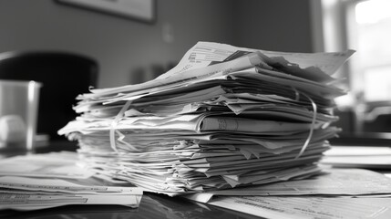 Stack of Unpaid Hospital Bills and Medical Documents