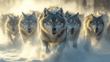  Pack Wolves Running Through