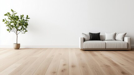 Warm living room with polished wood accents, minimal decor, charming ambiance