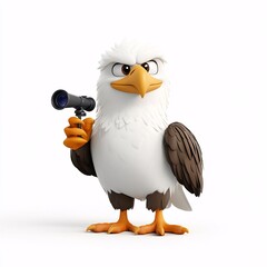Playful Cartoon Eagle with Telescope